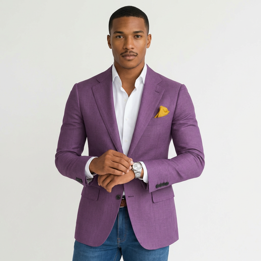 Blazer Hombre con Solapa Clásica y Bolsillo con Pañuelo Smart Casual - Mavetta