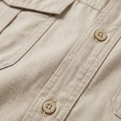 Camisa Hombre Algodón Bolsillos Frontales Manga Corta Casual