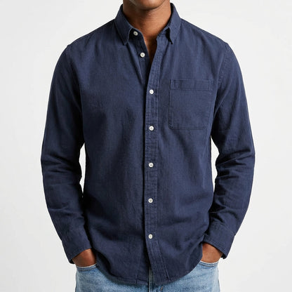 Camisa Hombre Algodón Poliéster Cuello Button-Down Manga Larga