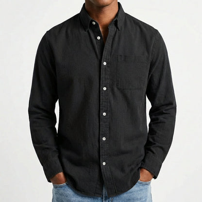 Camisa Hombre Algodón Cuello Button-Down Bolsillo Casual