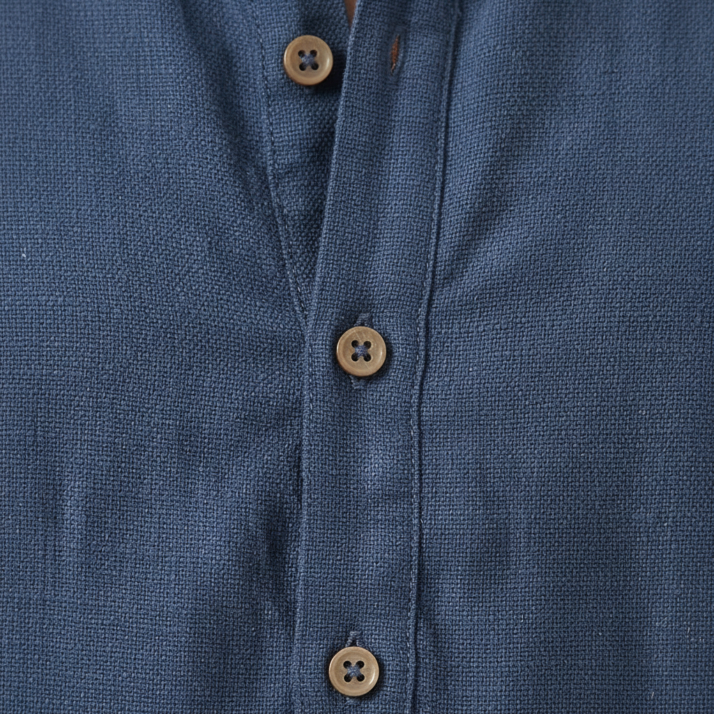 Camisa Hombre Cuello Mao Manga Corta Casual