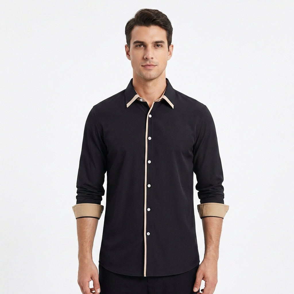 Camisa Hombre Algodón Cuello Clásico Detalles en Contraste - Mavetta