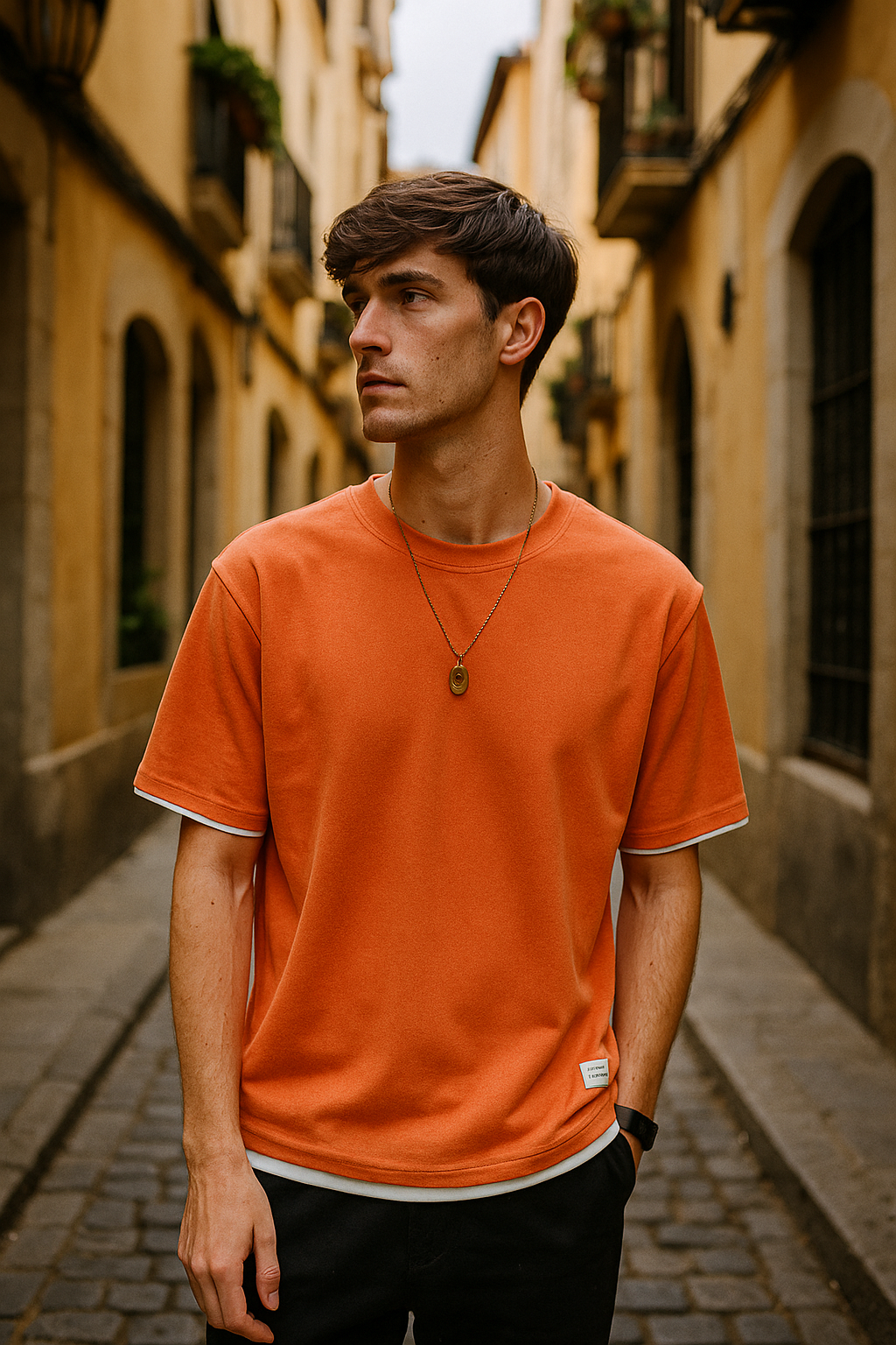 Camiseta Hombre Algodón Manga Corta Holgada