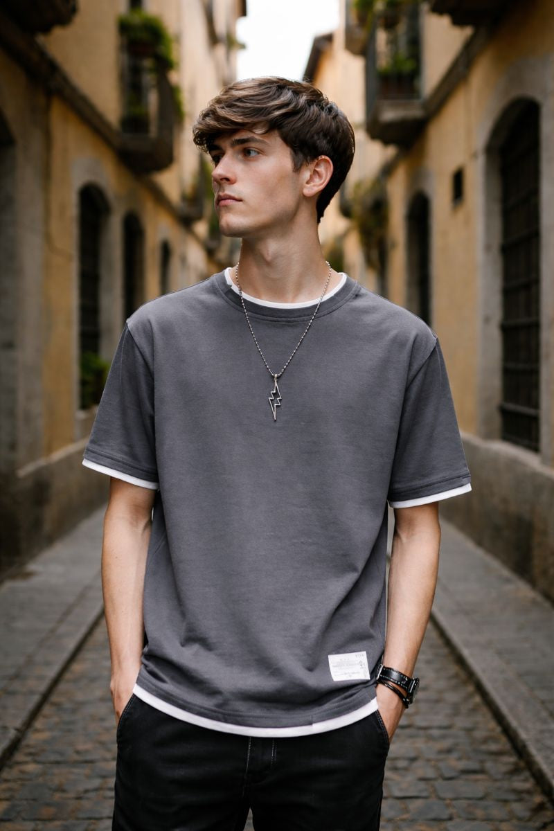 Camiseta Hombre Algodón Manga Corta Holgada