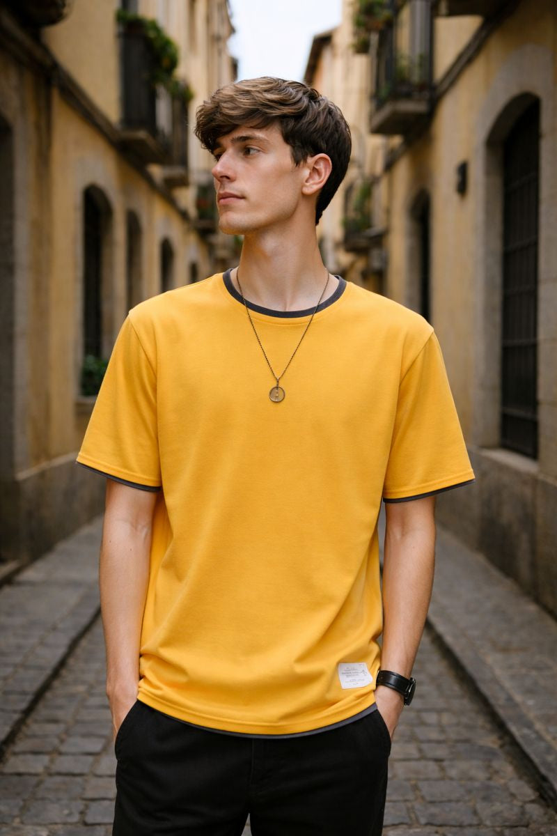 Camiseta Hombre Algodón Manga Corta Holgada