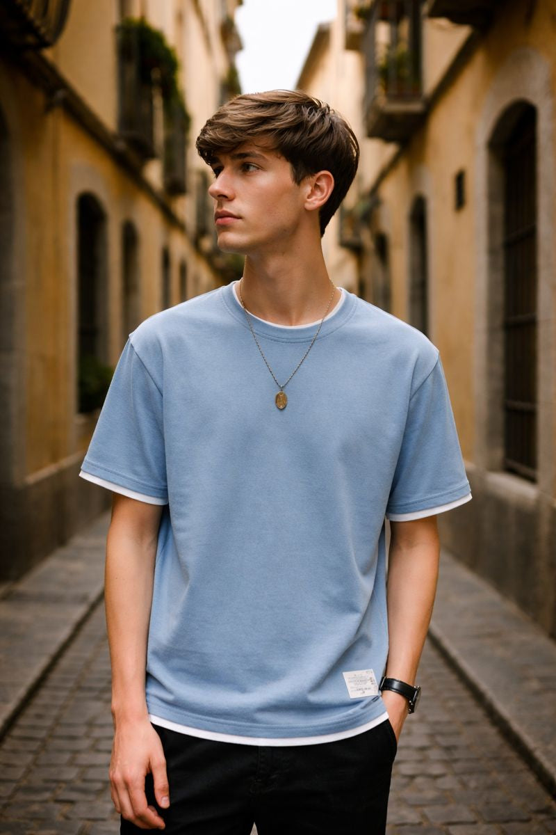 Camiseta Hombre Algodón Manga Corta Holgada