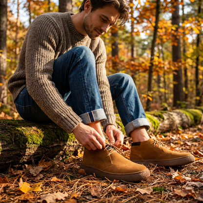 Botines Chukka Hombre Piel Cordones Suela Texturizada Casual