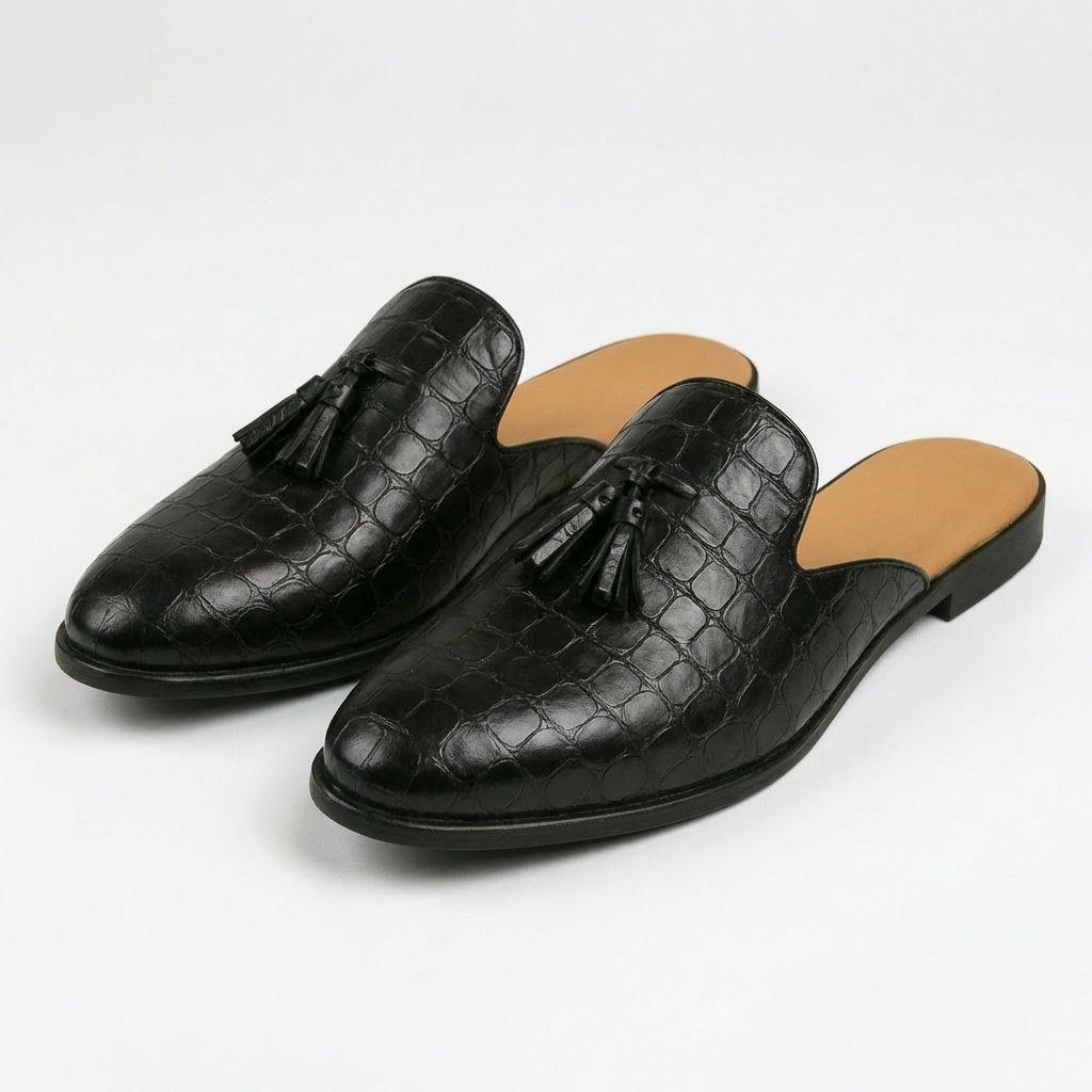 Mocasines Mule Hombre con Borlas y Textura Grabada Elegante - Mavetta