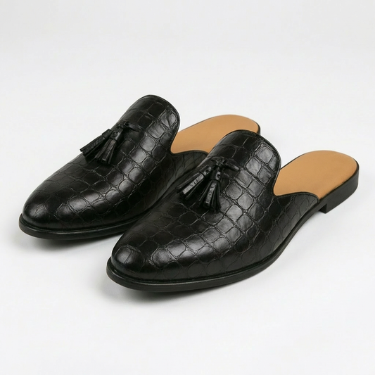 Mocasines Mule Hombre con Borlas y Textura Grabada Elegante - Mavetta
