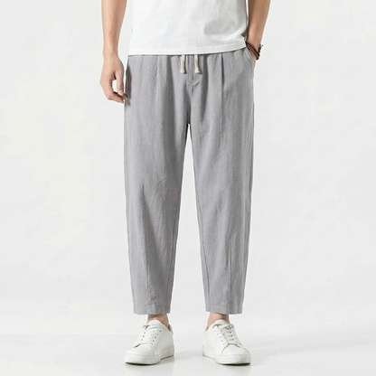 Pantalón Harem Hombre Algodón Cintura con Cordón Corte Holgado