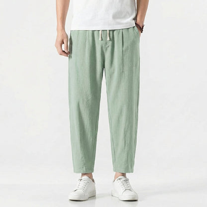 Pantalones Harem Hombre de Algodón Cintura Elástica Ajustable
