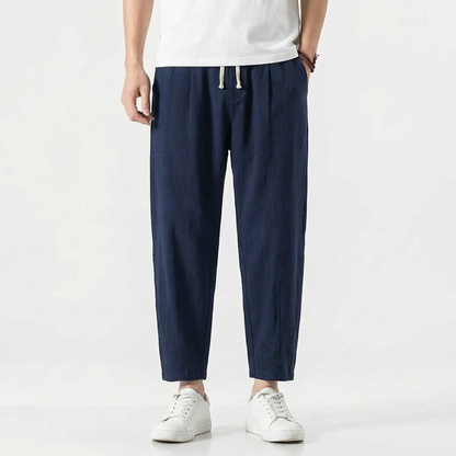 Pantalón Harem Hombre Algodón Cintura con Cordón Corte Holgado