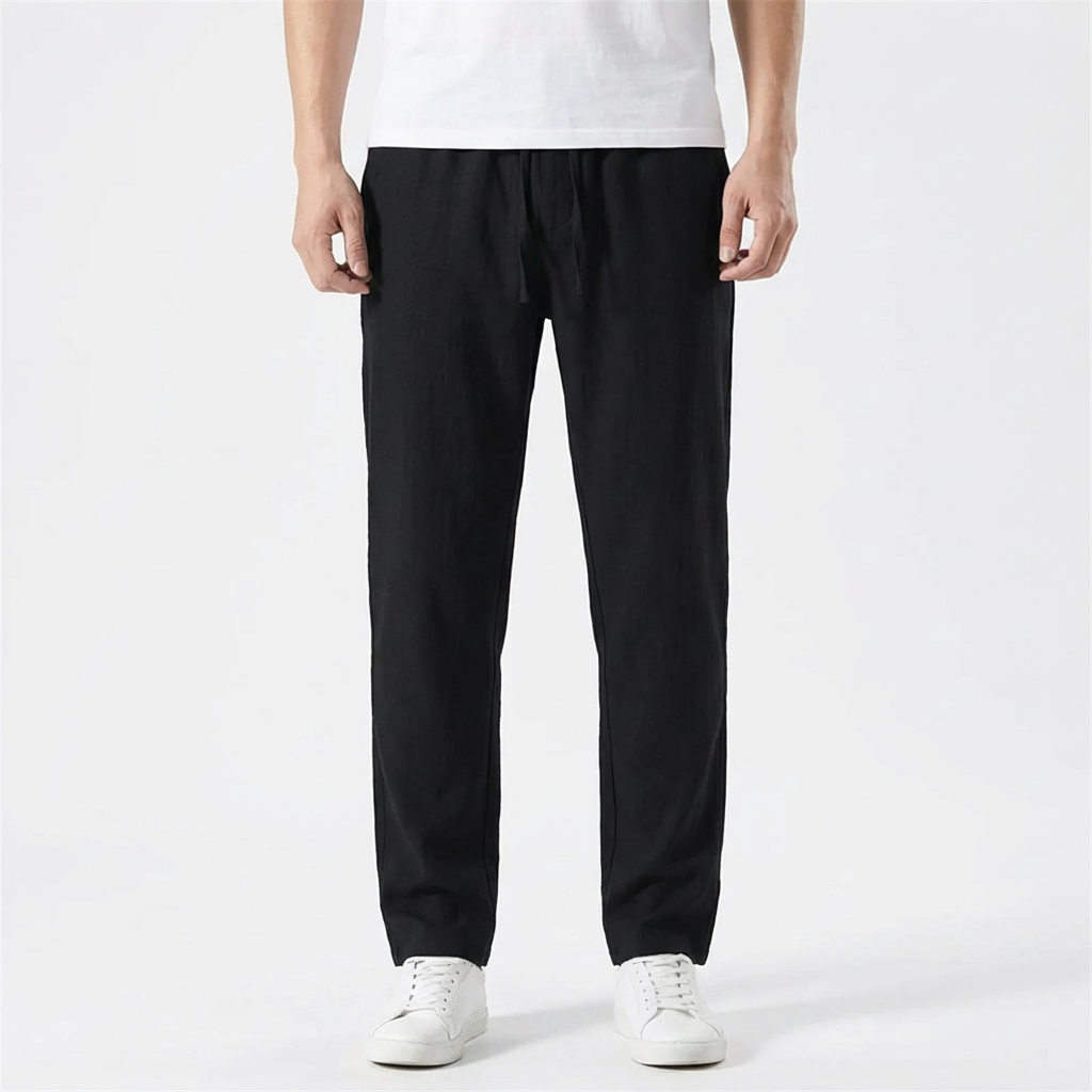 Pantalón Hombre Algodón Cintura con Cordón Pernera Recta Casual