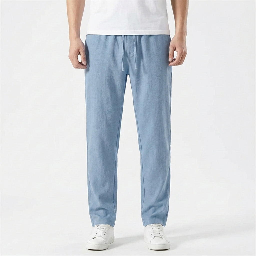Pantalón Hombre Algodón Cintura con Cordón Pernera Recta Casual