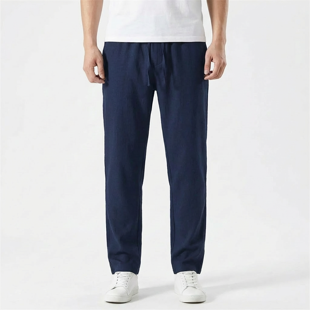 Pantalón Hombre Algodón Cintura con Cordón Pernera Recta Casual