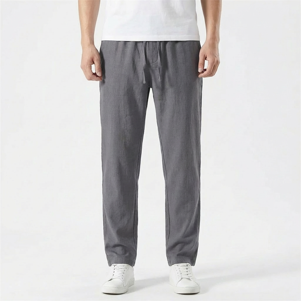 Pantalón Hombre Algodón Cintura con Cordón Pernera Recta Casual