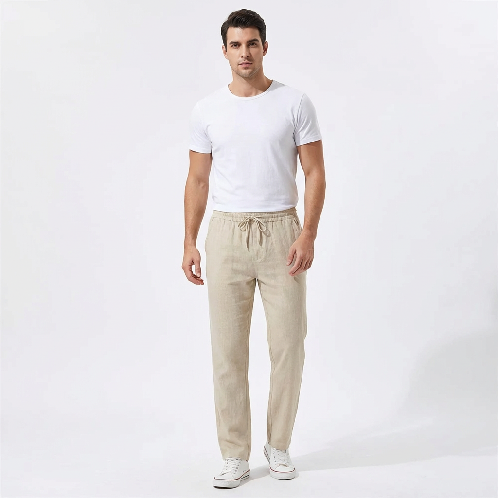 Pantalón Hombre Algodón Cintura con Cordón Pernera Recta Casual - Mavetta