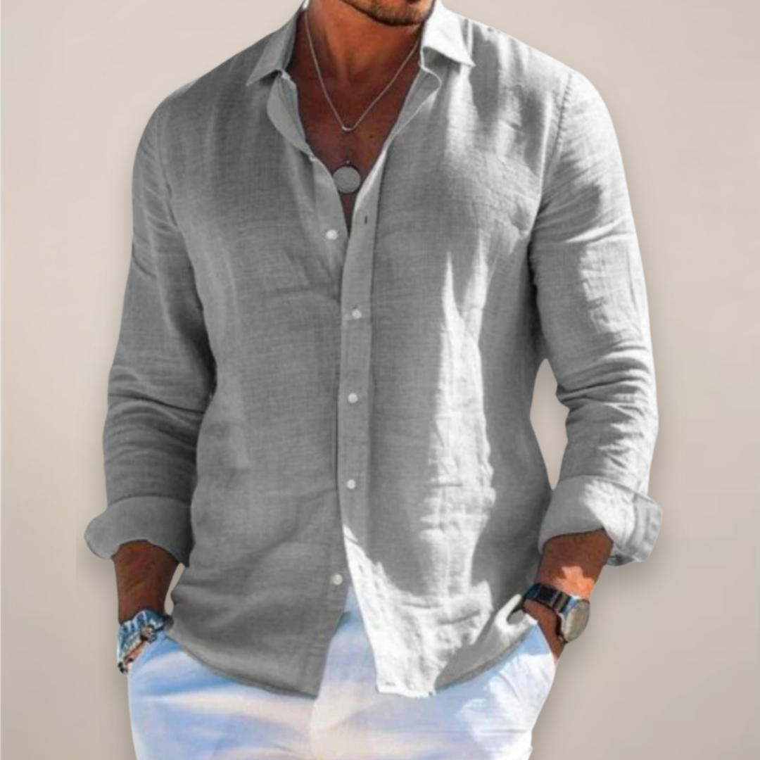 Camisa Hombre Manga Larga Algodón Cuello Clásico - Mavetta