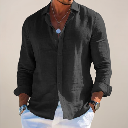 Camisa Hombre Manga Larga Algodón Cuello Clásico