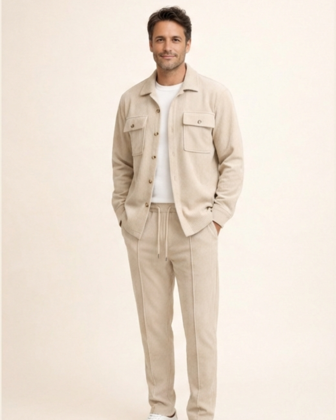 Conjunto Hombre Chaqueta Abotonada y Pantalón Waffle - Mavetta