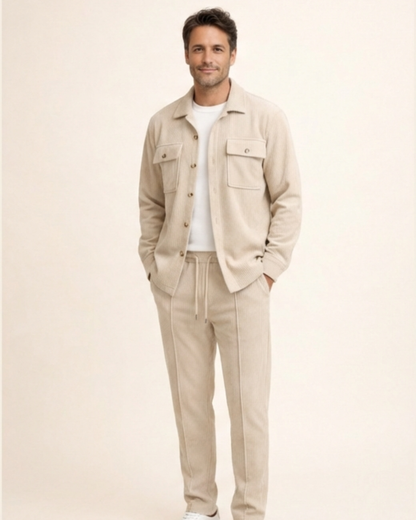 Conjunto Hombre Chaqueta Abotonada y Pantalón Waffle - Mavetta