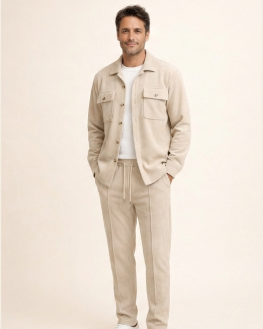 Conjunto Hombre Chaqueta Abotonada y Pantalón Waffle - Mavetta