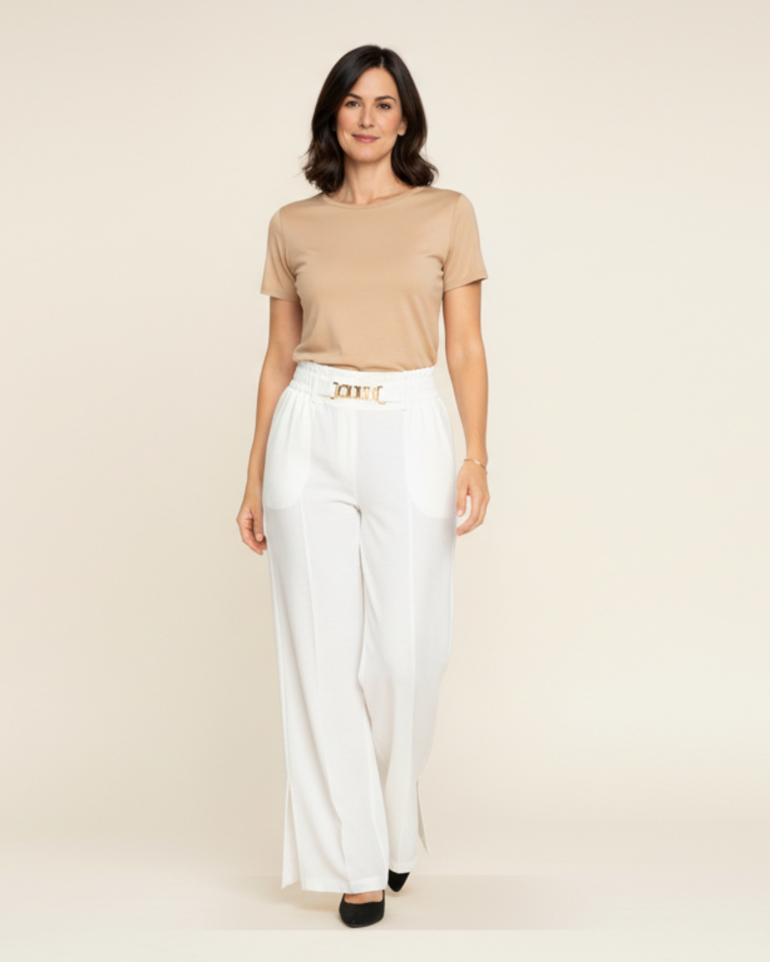 Pantalones Mujer Anchos Cintura Alta Cinturón Ajustable - Mavetta
