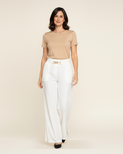 Pantalones Mujer Anchos Cintura Alta Cinturón Ajustable - Mavetta
