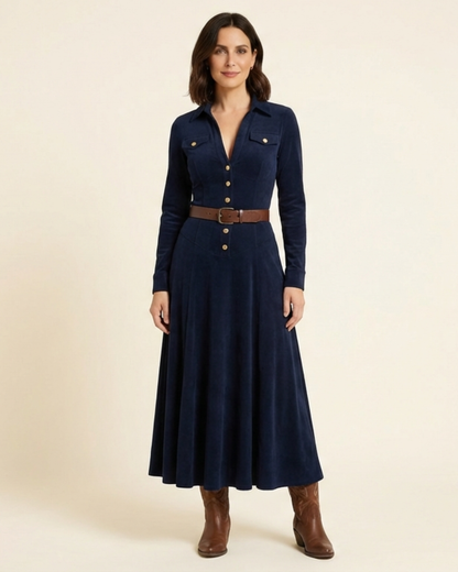 Vestido largo mujer efecto ante elegante - Mavetta