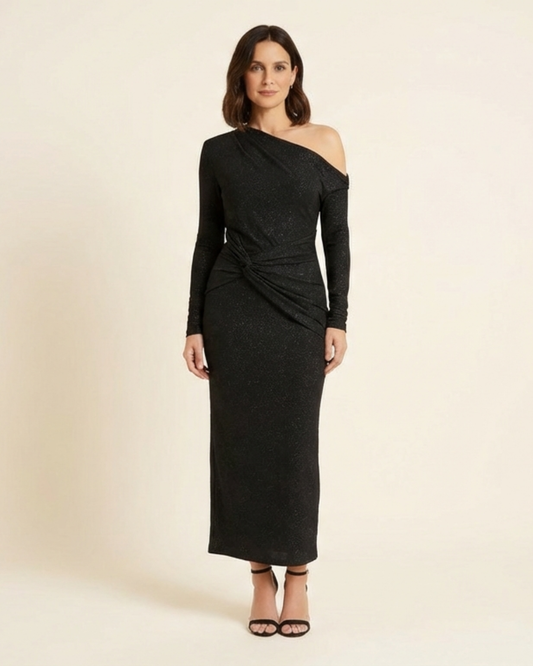 Vestido maxi mujer de tela brillante ajustado - Mavetta