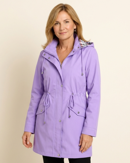 Chaqueta impermeable mujer con forro de cuadros ajustada - Mavetta