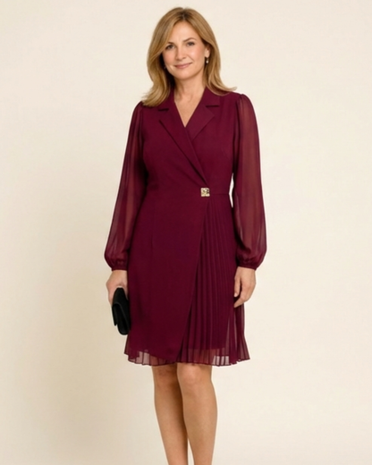 Vestido Mujer con Solapas y Diseño Plisado - Mavetta
