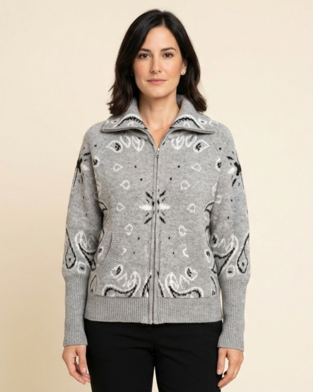 Jersey Mujer de Punto Cuello Alto con Cremallera - Mavetta