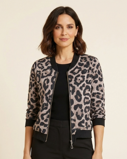Chaqueta bomber mujer con estampado animal ajustada - Mavetta