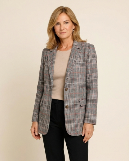 Blazer Mujer de Tela a Cuadros Corte Clasico - Mavetta