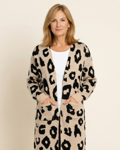 Cárdigan Largo Mujer de Punto Estampado Animal - Mavetta