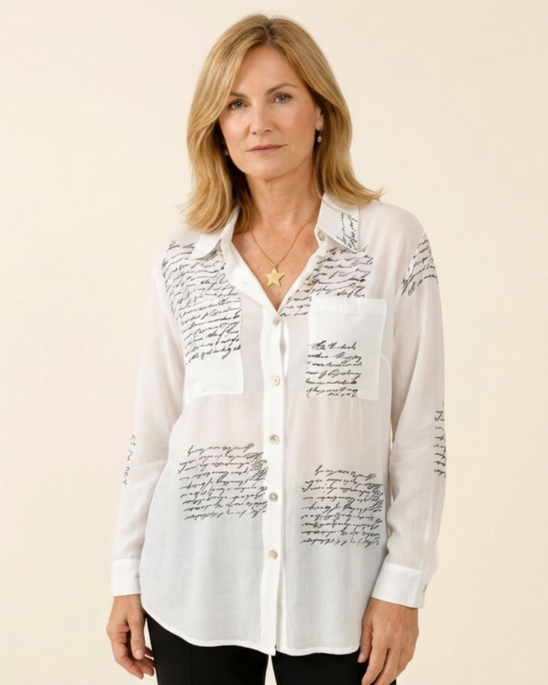 Camisa Mujer Estampada Manga Larga Ajuste Clásico - Mavetta