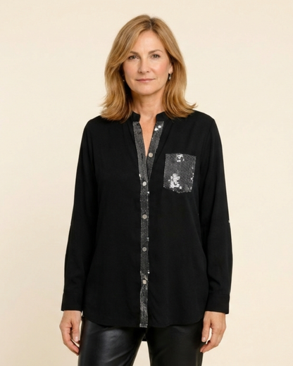 Camisa Mujer con Lentejuelas Ajuste Regular - Mavetta
