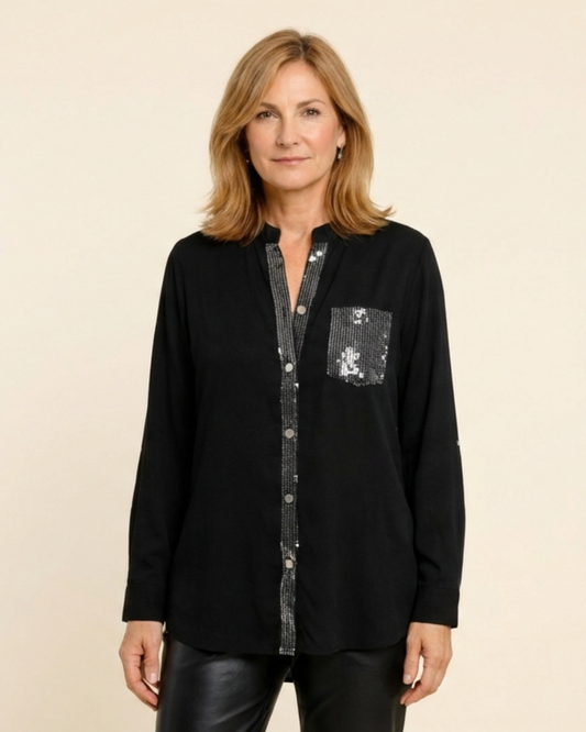 Camisa Mujer con Lentejuelas Ajuste Regular - Mavetta
