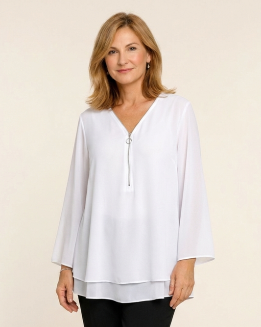 Blusa Mujer de Gasa con Doble Cremallera Ajuste Regular - Mavetta