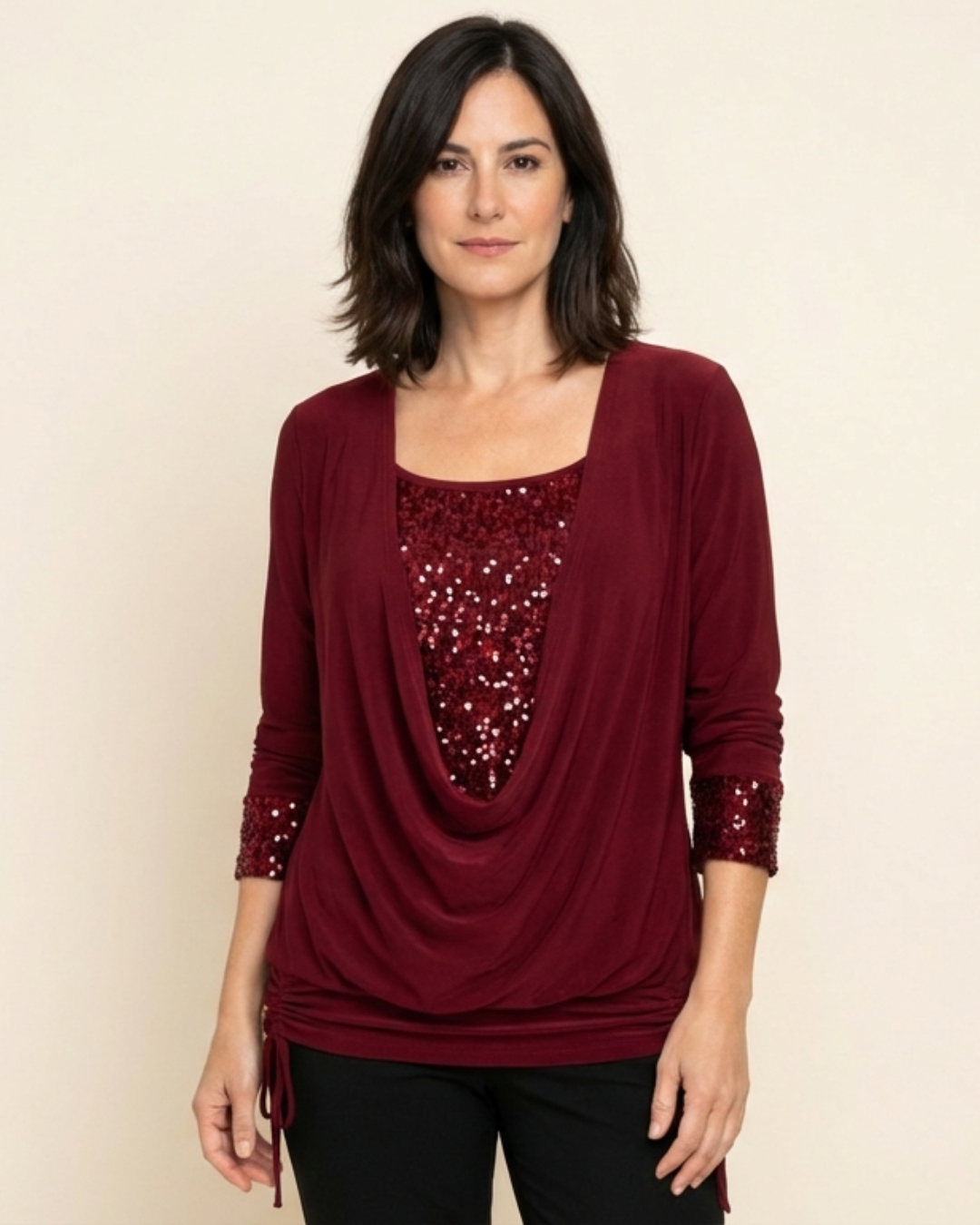 Blusa Mujer Manga Larga con Lentejuelas Elegante - Mavetta