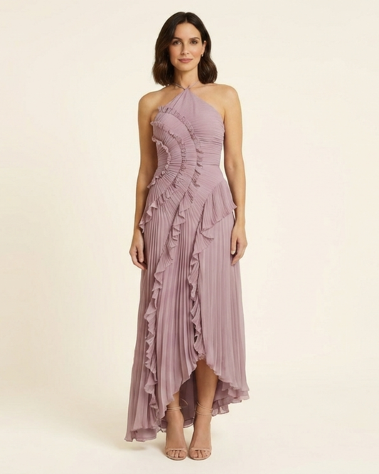 Vestido largo mujer cruzado con estampado romántico - Mavetta