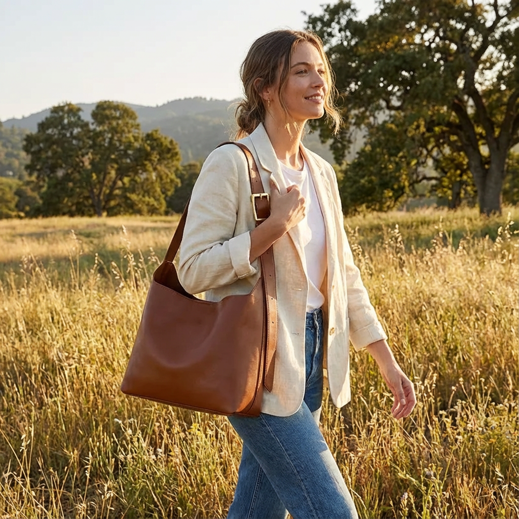 Bolso Hobo Mujer de Cuero Sintético Detalle Hebilla Hombro