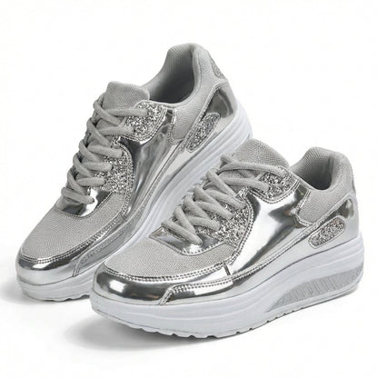 Zapatillas Mujer Plataforma Brillantes Glitter