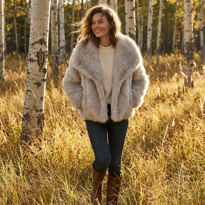 Chaqueta Corta Mujer Imitación Piel Ajuste Slim