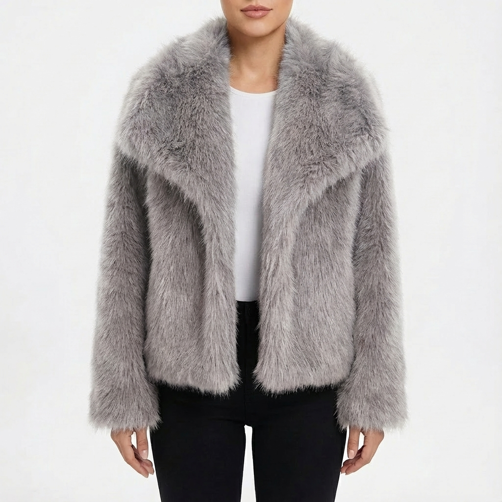 Chaqueta Corta Mujer Imitación Piel Ajuste Slim
