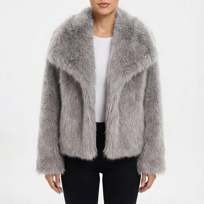 Chaqueta Corta Mujer Imitación Piel Ajuste Slim