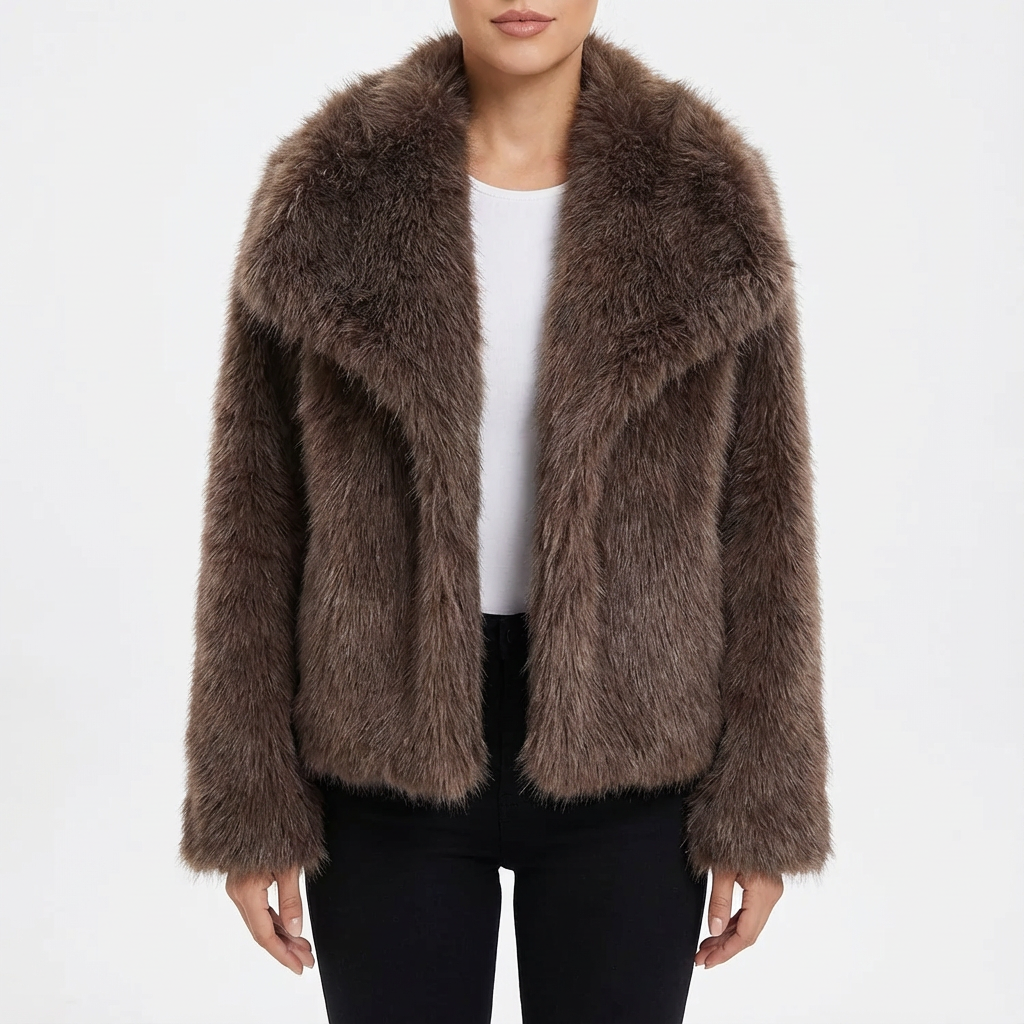 Chaqueta Corta Mujer Imitación Piel Ajuste Slim