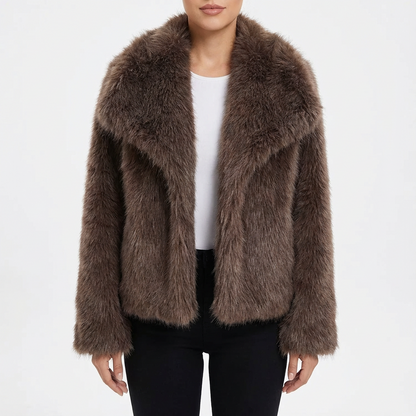 Chaqueta Corta Mujer Imitación Piel Ajuste Slim