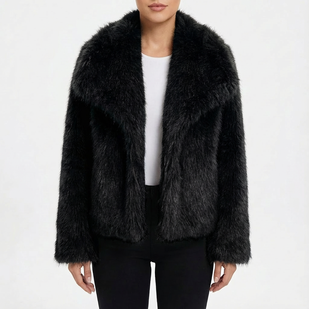 Chaqueta Corta Mujer Imitación Piel Ajuste Slim